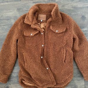 BLANKNYC Sherpa Shacket in cinnamon stick